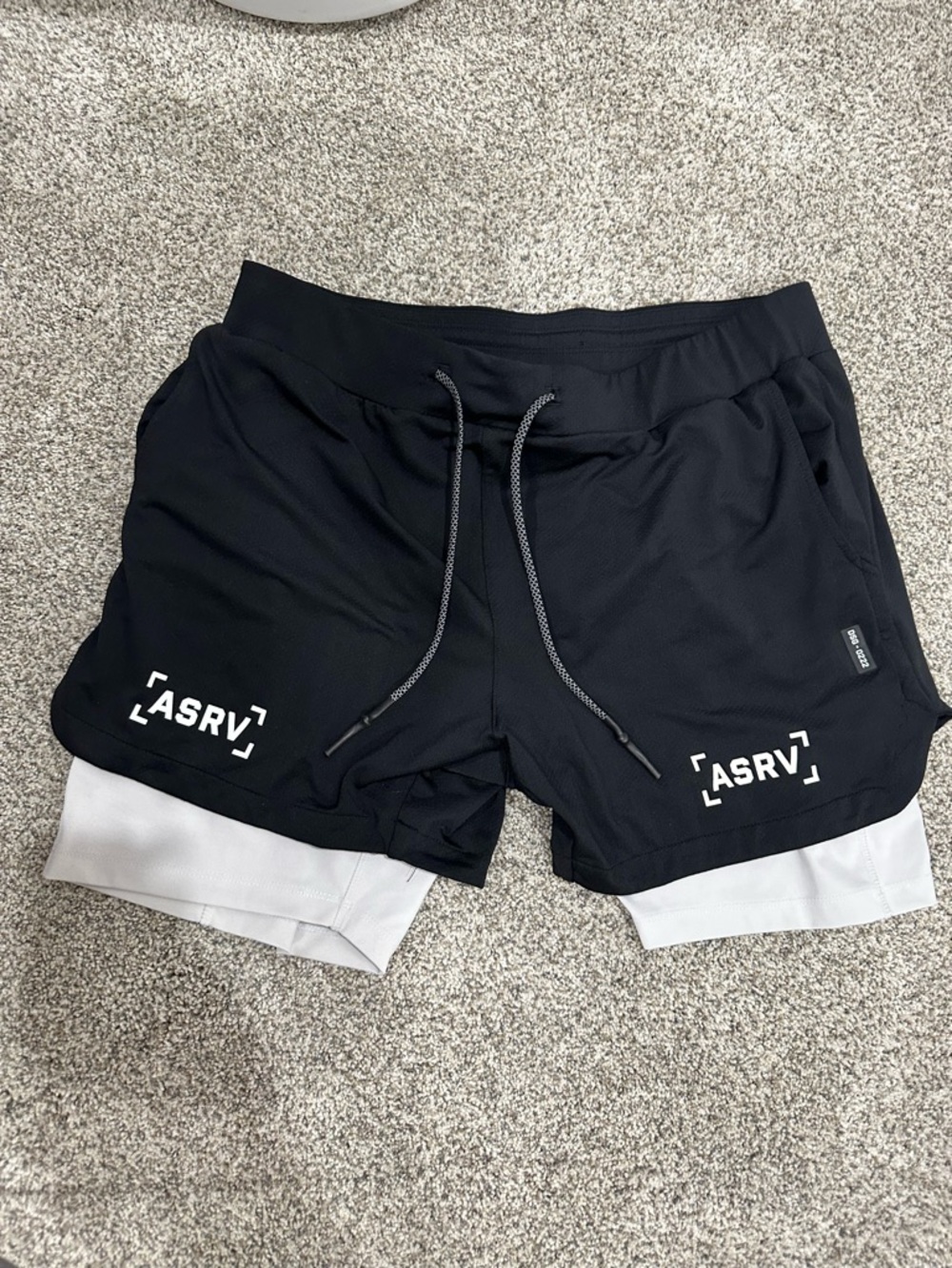 ASRV Black Athletic Layered Shorts with White Inner Liner XL